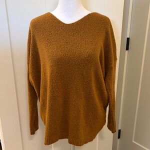 Molly Green Boutique Womens  Mustard Color Sweater Size L Cozy Knotted Back